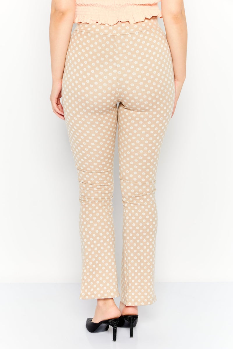 Riley & Rae Women Regular Fit Allover Printed Wide Leg Pants, Cream - Image 4